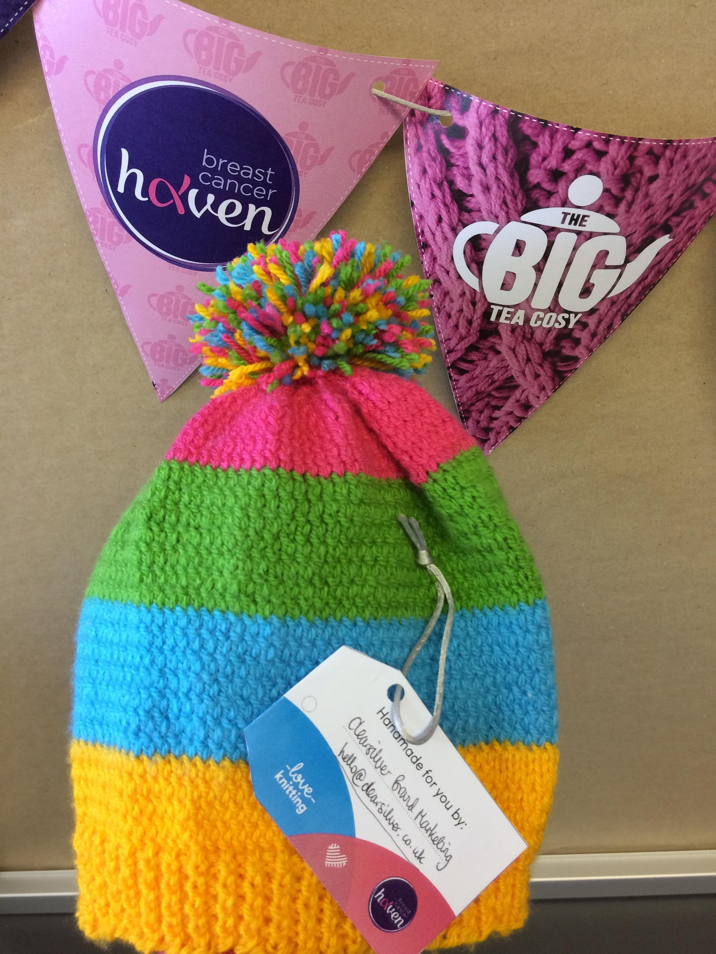Big Tea Cosy - knitted bobble hat